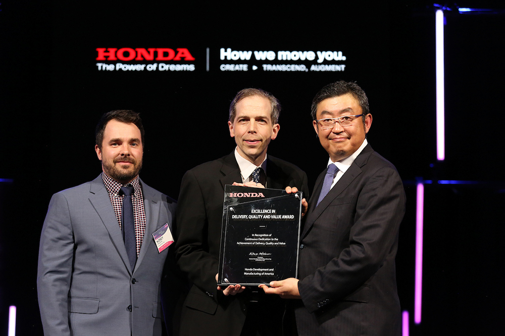 from_left_hankook_tire_na_manager_korey_spalding_matt_karshis_and_honda_development_manufacturing_of_america_president_kensuke_oe